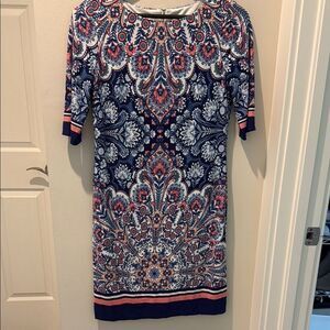 Eliza J Elegant Blue and Pink Paisley  Dress size 6